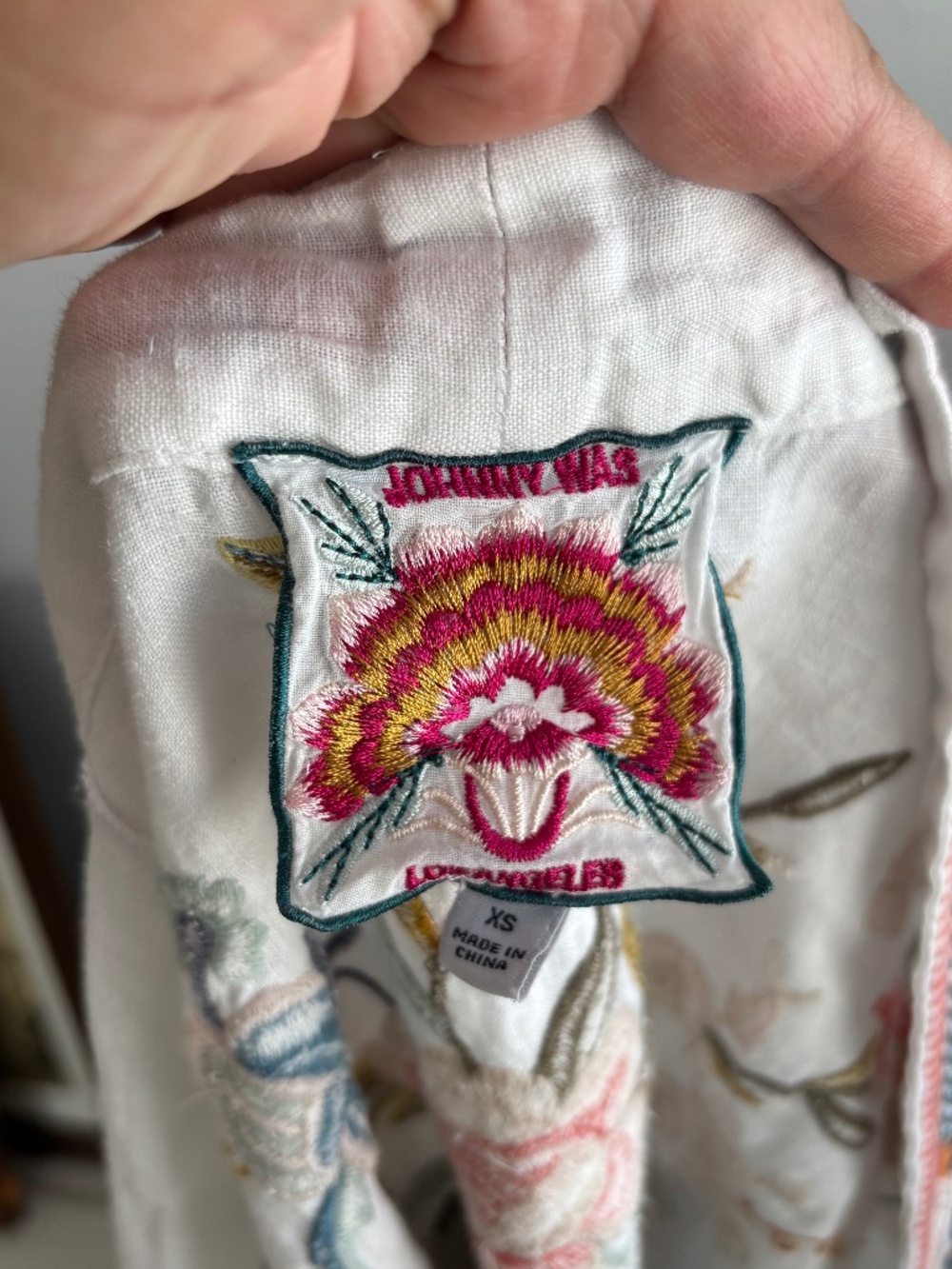Johnny Was Los Angeles Ceretti Linen Embroidered Floral Crane Crop Kimono - Picture 2 of 7